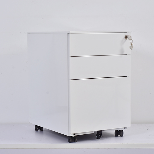 3 Drawer Movable Pedestals in White