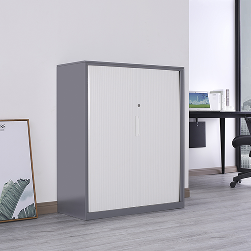 Modern Gray Rolling Shutter Door File Cabinet