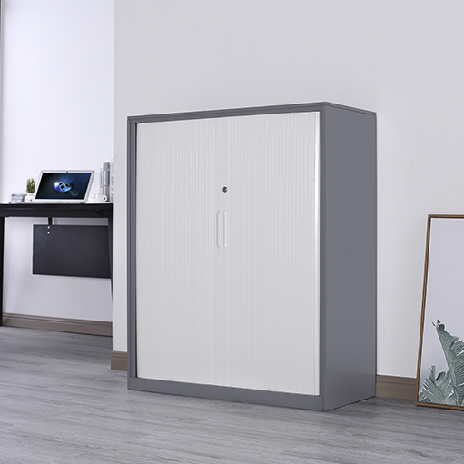 Modern Gray Rolling Shutter Door File Cabinet