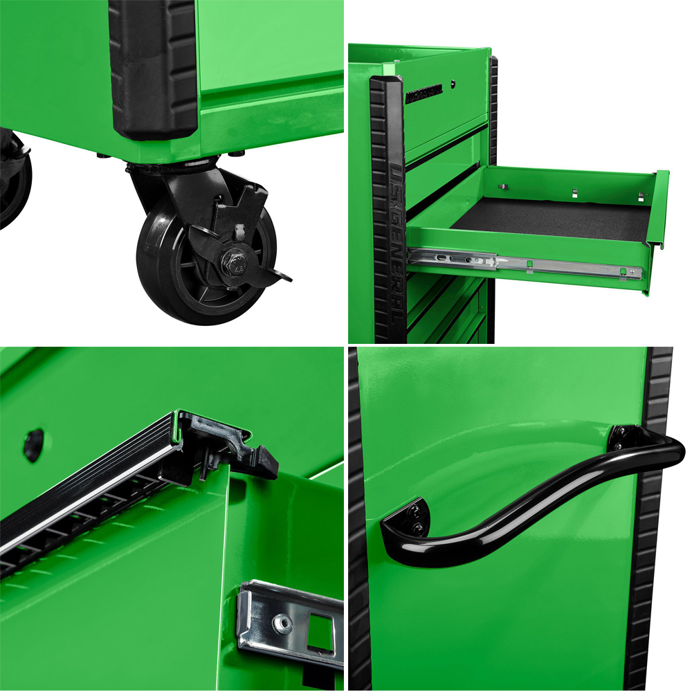 6-Drawer Full-Bank Service Tool Cart With Green