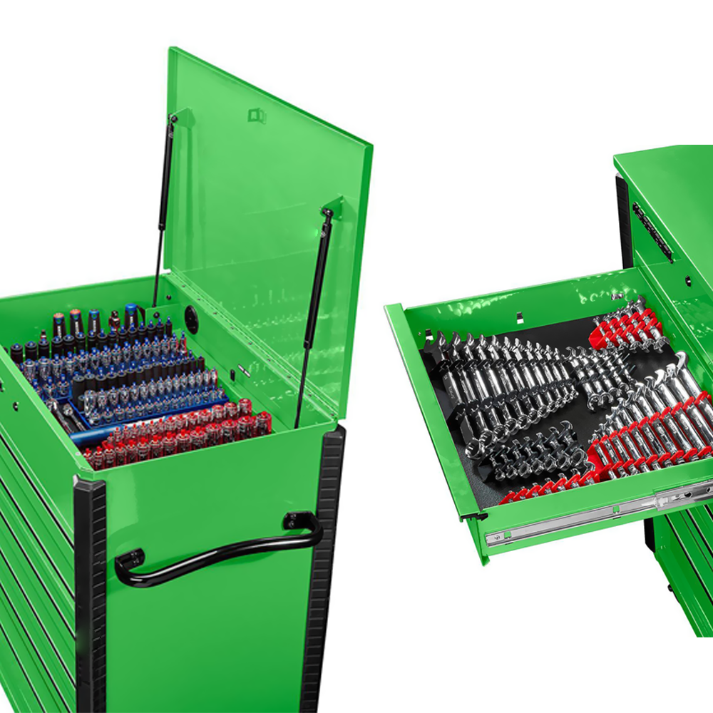 6-Drawer Full-Bank Service Tool Cart With Green