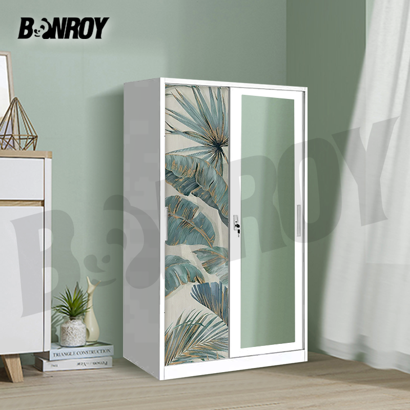 Factory Steel Wardrobe 2 Door hot Selling Metal Wardrobe cross-border Cabinet